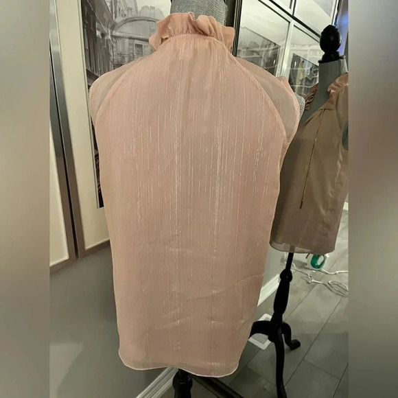 MICHAEL KORS Pink Sleeveless Blouse Gold Chain Detail, Size S - Picture 5 of 7